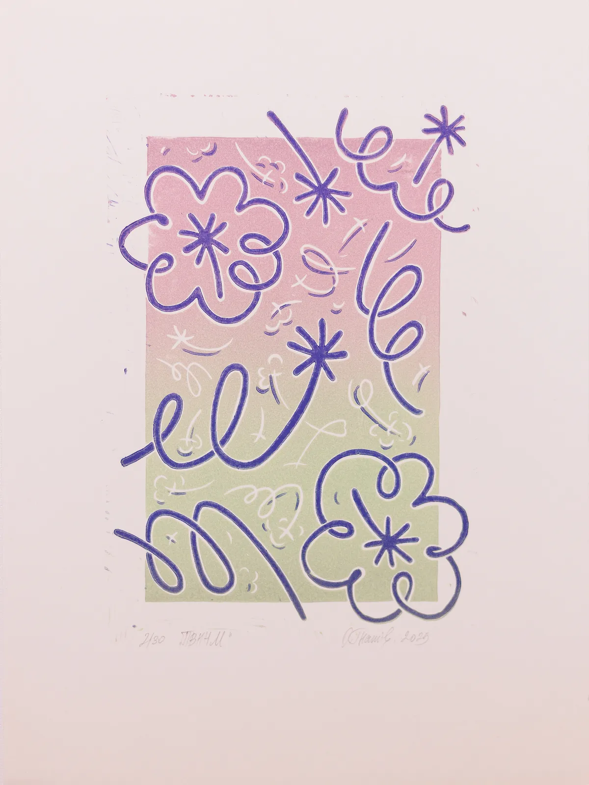 Image of First Spring in a New Place by Olha Hnativ, size: 38х28, Linocut medium, from Львів, priced at $50 Photo 2 of 4.