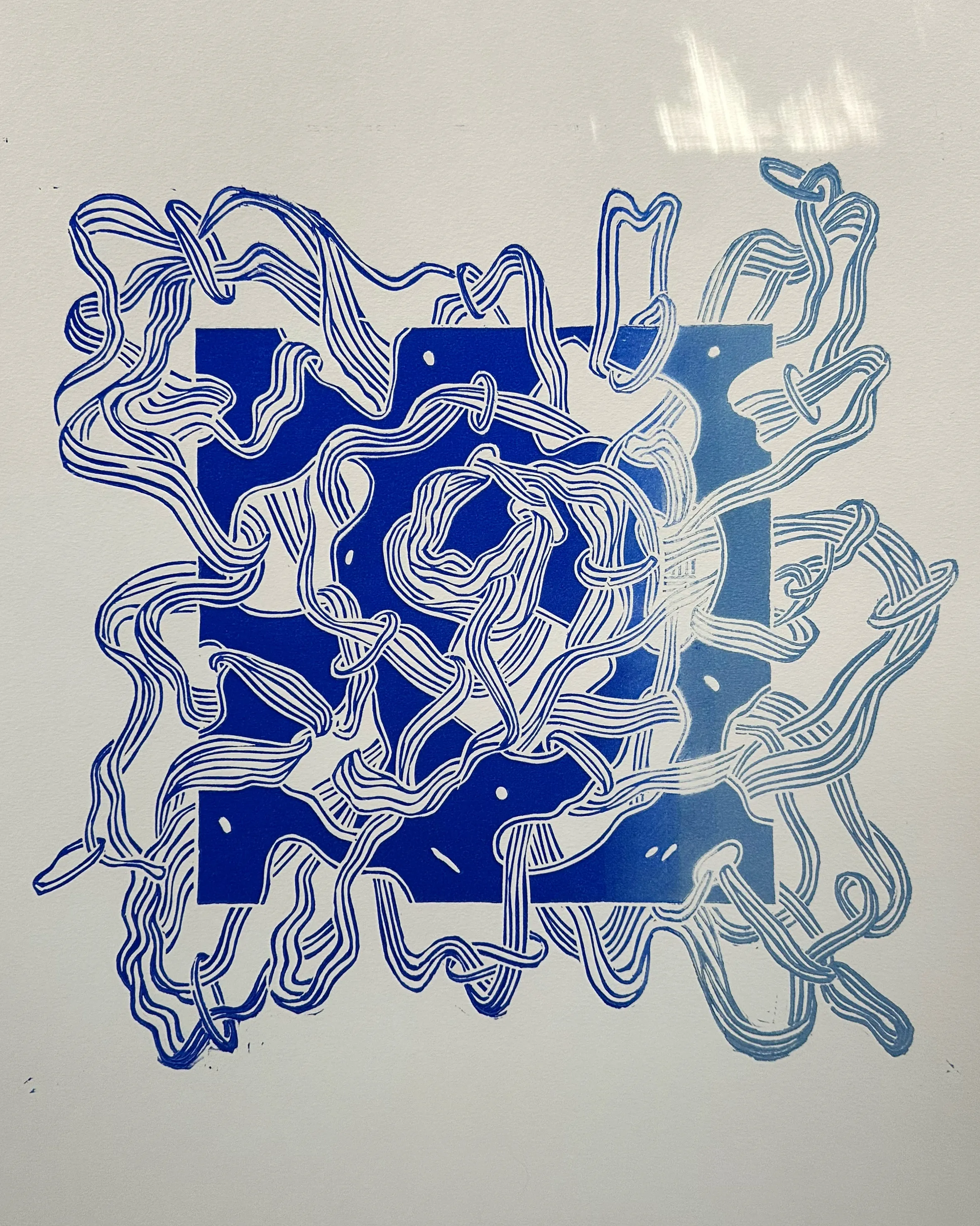 Image of Tangled #3 by Olha Hnativ, size: 40х40, Linocut medium, from Lviv, priced at $85